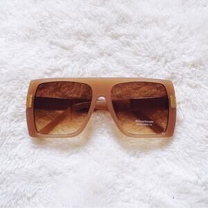 Inez Mocha Oversized Square Sunglasses